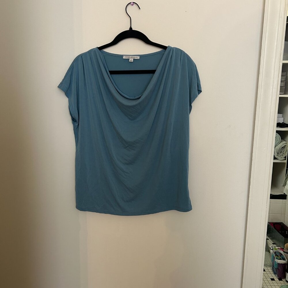 Blue Cowl Neck Shirt, Large